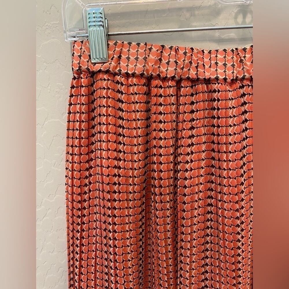 BANANA REPUBLIC Pleated Midi Skirt Orange Geometric Print Resort NWT | XS - Picture 3 of 6